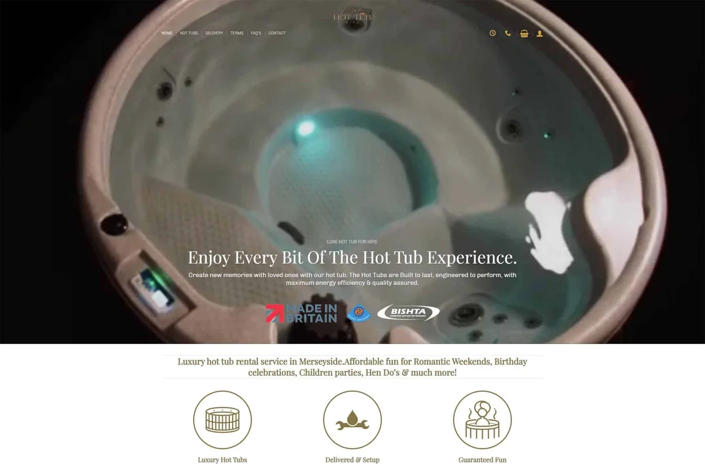 Luxe Hot Tub Hire — website development from the DexCloud portfolio